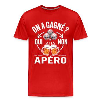 Pétanque Bière Cadeau humour personnalisé - T-shirt bio Premium Homme - rouge - Devant - Damien (186cm)