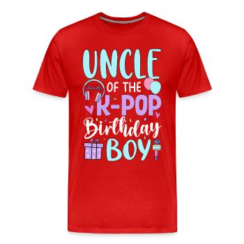 Uncle of The K-Pop Birthday Boy - Men's Premium Organic T-Shirt - red - Front - Damien (186cm)
