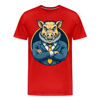 Eber-Kawaii-Maskottchen-Cartoon-Charakter-Clipart-Logo - Männer Premium Bio T-Shirt - Rot - Vorne - Damien (186cm)