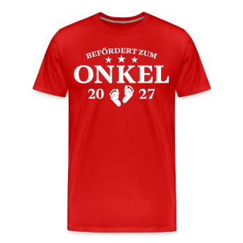 Befördert Zum Onkel 2027 Schwangerschaft Geschenk - Männer Premium Bio T-Shirt - Rot - Vorne - Damien (186cm)