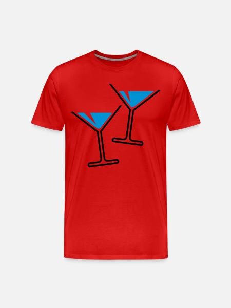 2 Cocktailgläser / Cocktail / Martini – (Hellblau) - Männer Premium Bio T-Shirt - Rot