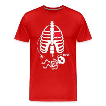Squelette cœur rouge et Boo - T-shirt bio Premium Homme - rouge - Devant - Damien (186cm)