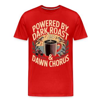 Café Torréfié foncé & Chœur de l’Aube - T-shirt bio Premium Homme - rouge - Devant - Damien (186cm)