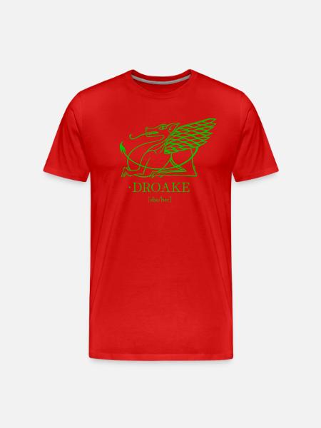 Droake / Dragon Green - Men's Premium Organic T-Shirt - red