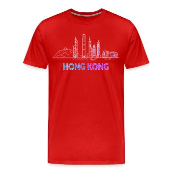 Stadt Hongkong Skyline - Männer Premium Bio T-Shirt - Rot - Vorne - Damien (186cm)