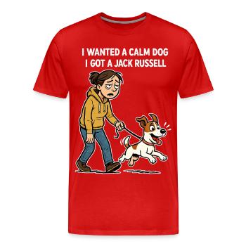 J’ai un Jack Russell - Design de bande dessinée drôle - T-shirt bio Premium Homme - rouge - Devant - Damien (186cm)