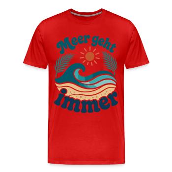 Vacances d’été : mer toujours en forme de vagues - T-shirt bio Premium Homme - rouge - Devant - Damien (186cm)