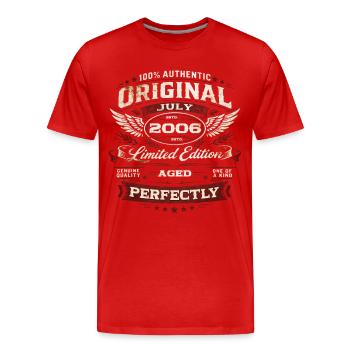 20. Geburtstag Geschenk Original Juli 2006 - Männer Premium Bio T-Shirt - Rot - Vorne - Damien (186cm)