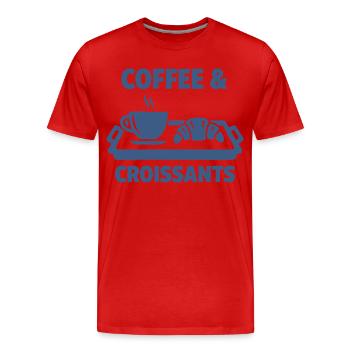 Petit-déjeuner, café, croissants, petit-déjeuner, brunch drôle - T-shirt bio Premium Homme - rouge - Devant - Damien (186cm)