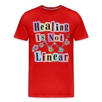 Die Heilung psychischer Gesundheit ist nicht linear - Männer Premium Bio T-Shirt - Rot - Vorne - Damien (186cm)