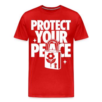 Protect Your Peace Mental Health - Männer Premium Bio T-Shirt - Rot - Vorne - Damien (186cm)