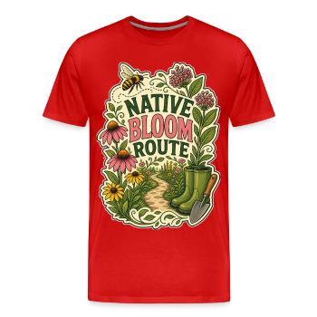 ROUTE DES FLEURS INDIGÈNES - T-shirt bio Premium Homme - rouge - Devant - Damien (186cm)