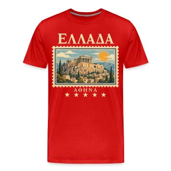 Athen Antike als Vintage Reise - Männer Premium Bio T-Shirt - Rot - Vorne - Damien (186cm)