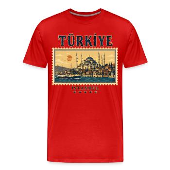 Istanbul Bosporus Reisemarke - Männer Premium Bio T-Shirt - Rot - Vorne - Damien (186cm)