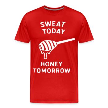 Schwitz Heute Honig Morgen - Männer Premium Bio T-Shirt - Rot - Vorne - Damien (186cm)