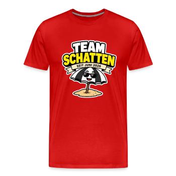 Hitzesommer 2026 | Team Schatten - Männer Premium Bio T-Shirt - Rot - Vorne - Damien (186cm)
