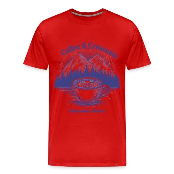 Petit-déjeuner Café Crossants Rituel de relaxation Drôle - T-shirt bio Premium Homme - rouge - Devant - Damien (186cm)