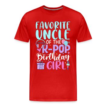 Oncle préféré de la fille d’anniversaire de K Pop - T-shirt bio Premium Homme - rouge - Devant - Damien (186cm)