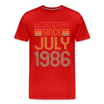 Legendary since July 1986, Geburtstag - Männer Premium Bio T-Shirt - Rot - Vorne - Damien (186cm)