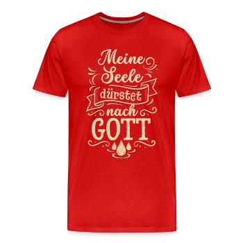 Christlicher Bibelvers | Jesus Glaube Geschenk - Männer Premium Bio T-Shirt - Rot - Vorne - Damien (186cm)
