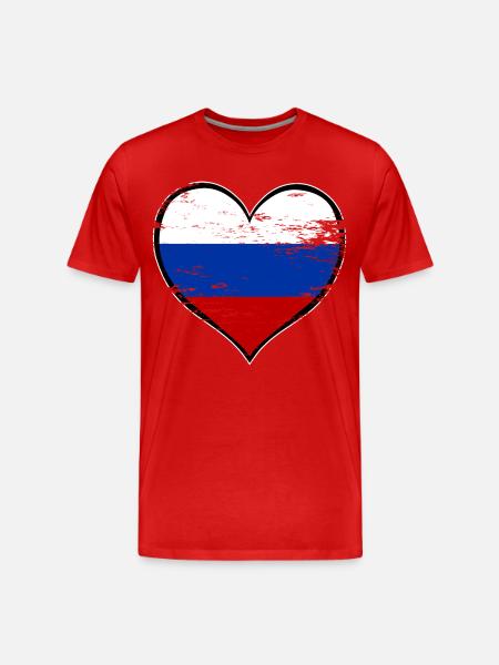 Drapeau du cœur russe utilisé - T-shirt bio Premium Homme - rouge