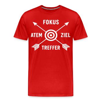 Fokus Atem Ziel Treffer Motiv - Männer Premium Bio T-Shirt - Rot - Vorne - Damien (186cm)