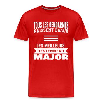 Gendarme Cadeau Humour Personnalisé - T-shirt bio Premium Homme - rouge - Devant - Damien (186cm)