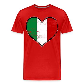 Drapeau du cœur de l’Italie utilisé - T-shirt bio Premium Homme - rouge - Devant - Damien (186cm)
