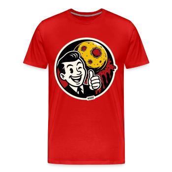 Autocollant Cosmic Retro Moon Smile - T-shirt bio Premium Homme - rouge - Devant - Damien (186cm)