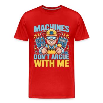 Les machines d’électricien industriel ne font pas d’électricité - T-shirt bio Premium Homme - rouge - Devant - Damien (186cm)