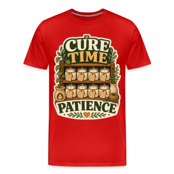 CURE TIME PATIENCE Geduld - Männer Premium Bio T-Shirt - Rot - Vorne - Damien (186cm)