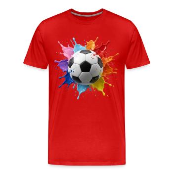 Colourful Football Ball with watercolour splash - Men's Premium Organic T-Shirt - red - Front - Damien (186cm)