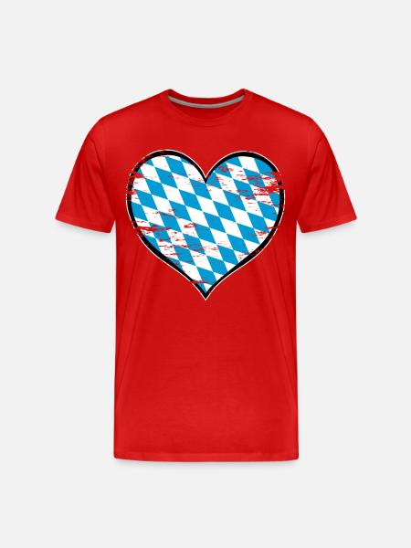 Bayern Herzflagge used - Männer Premium Bio T-Shirt - Rot