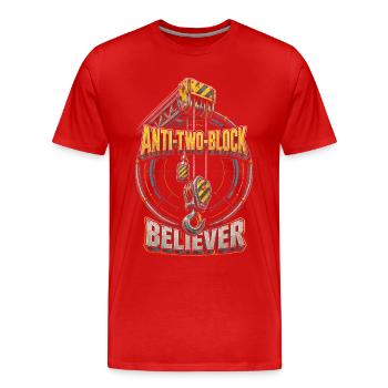 Opérateur de grue Opérateur de grue Anti croyant à deux blocs - T-shirt bio Premium Homme - rouge - Devant - Damien (186cm)