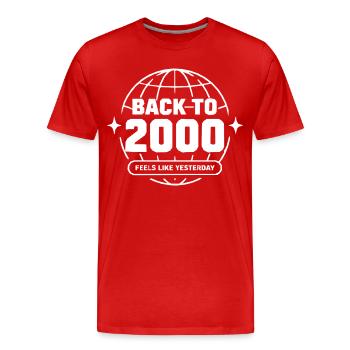 Back to 2000er Globus - Männer Premium Bio T-Shirt - Rot - Vorne - Damien (186cm)