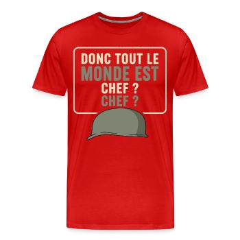 Militaire 7ie Compagnie Cadeau humour personnalisé - T-shirt bio Premium Homme - rouge - Devant - Damien (186cm)