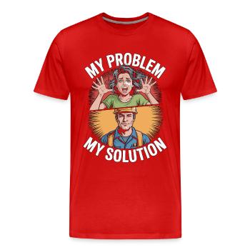 Électricien industriel mon problème : mon père pictogramme - T-shirt bio Premium Homme - rouge - Devant - Damien (186cm)