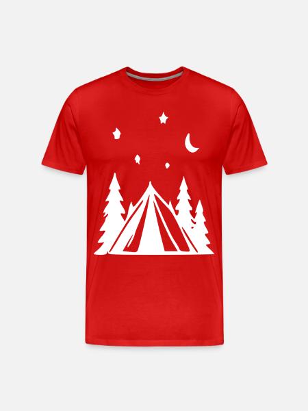 Nachtwald Zeltcamping - Männer Premium Bio T-Shirt - Rot
