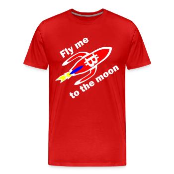 Bitcoin Rocket Flight Moon Design - Men's Premium Organic T-Shirt - red - Front - Damien (186cm)