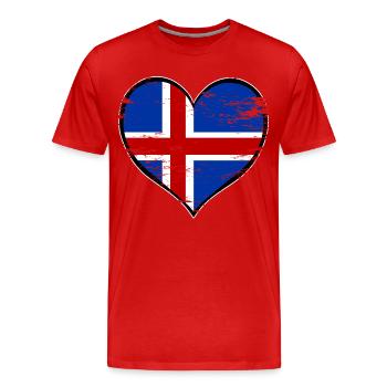 Drapeau du cœur islandais utilisé - T-shirt bio Premium Homme - rouge - Devant - Damien (186cm)