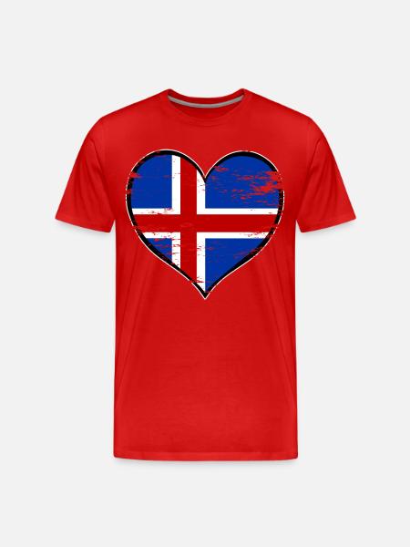 Iceland Heart Flag used - Men's Premium Organic T-Shirt - red