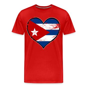 Kuba Herzflagge used - Männer Premium Bio T-Shirt - Rot - Vorne - Damien (186cm)
