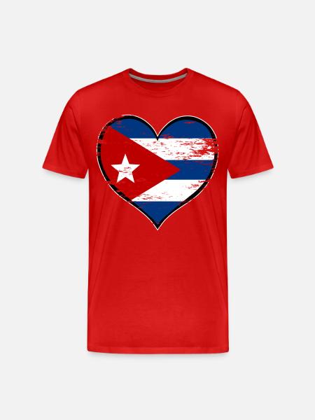 Cuba heart flag used - Men's Premium Organic T-Shirt - red