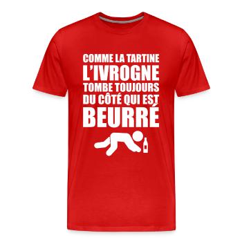 Alcool Cadeau Humour Personnalisé - T-shirt bio Premium Homme - rouge - Devant - Damien (186cm)