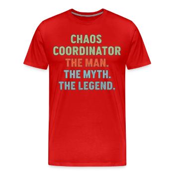 Coordinateur du Chaos L’Homme Le Mythe La Légende - T-shirt bio Premium Homme - rouge - Devant - Damien (186cm)