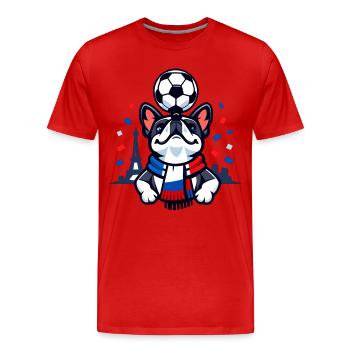 Frankreich Bulldogge Shirt für Frauen & Herren  - Männer Premium Bio T-Shirt - Rot - Vorne - Damien (186cm)