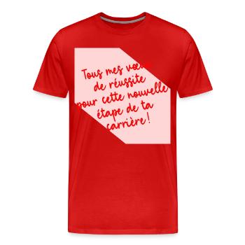 Réussite Nouvau Travail - T-shirt bio Premium Homme - rouge - Devant - Damien (186cm)