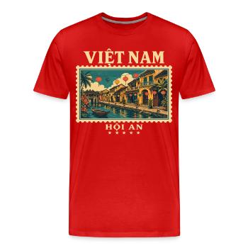 Vietnam und Hội An Vintage_Reisemarke - Männer Premium Bio T-Shirt - Rot - Vorne - Damien (186cm)