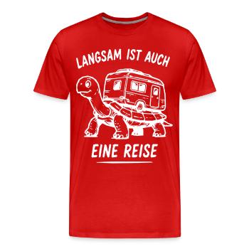 Langsame Reise Schildkröte Camper - Männer Premium Bio T-Shirt - Rot - Vorne - Damien (186cm)