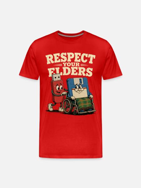 Respect Your Elders, Retro Floppy Disk - Men's Premium Organic T-Shirt - red